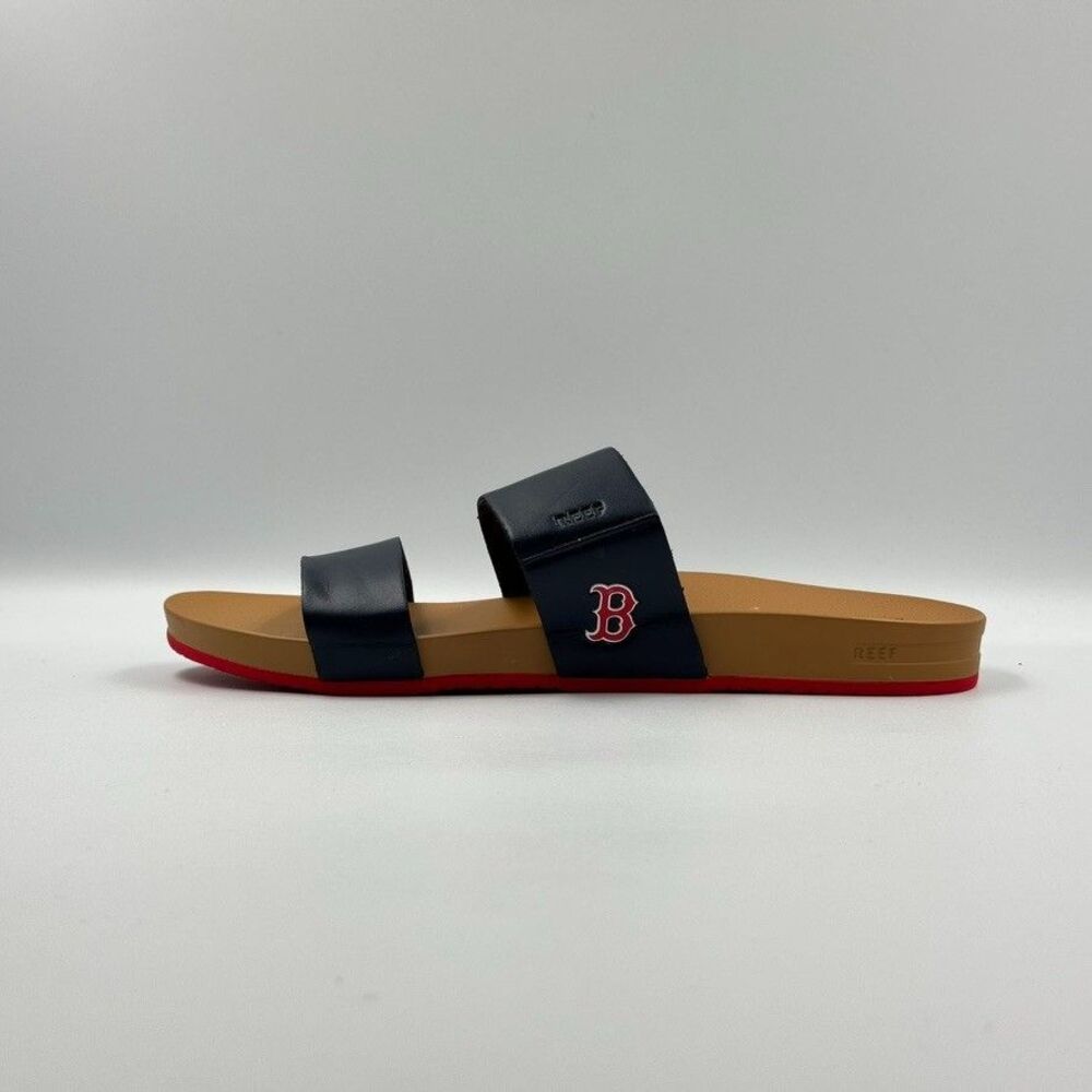 Reef Womens 9 Navy Boston Red Sox Cushion Vista X MLB Dual Strap Slide NWT